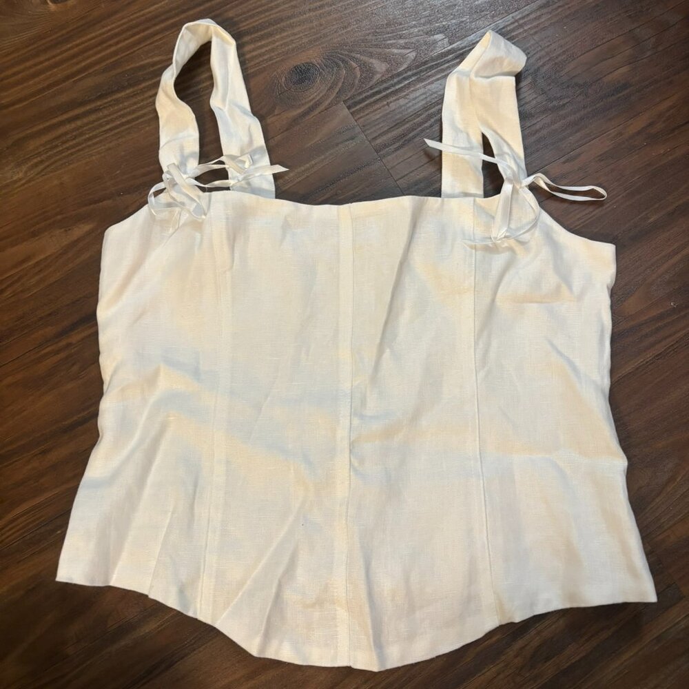 Reformation Minton Crop Linen Tank Size 0 Women’s White Summer Top